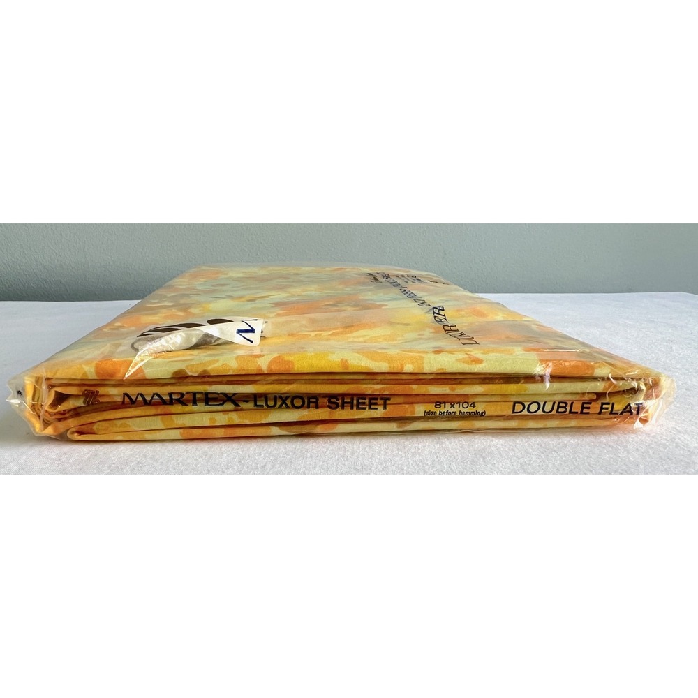 Vintage Martex Luxor Yellow Floral Double Sheet Set New Old Stock 70s Percale - Picture 15 of 15